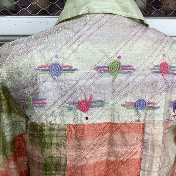 Parsley & Sage silk boho avant garde charming mixed media lined jacket VTG - Picture 3 of 10